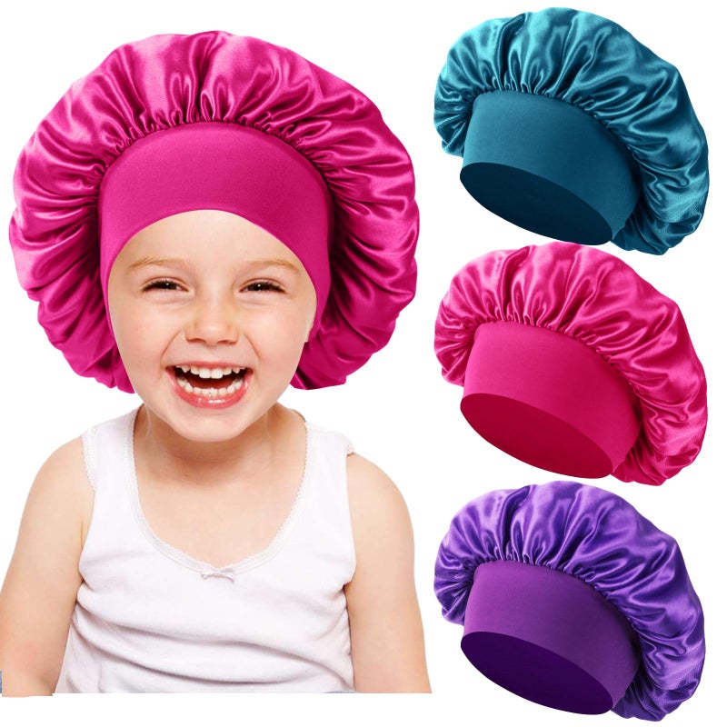 Himoswis 3 PCS Kids Bonnets for Girls Silk Bonnet for Sleeping Kids Bonnet for Kids Toddler Bonnet for Boys and Girls Small - Image 1